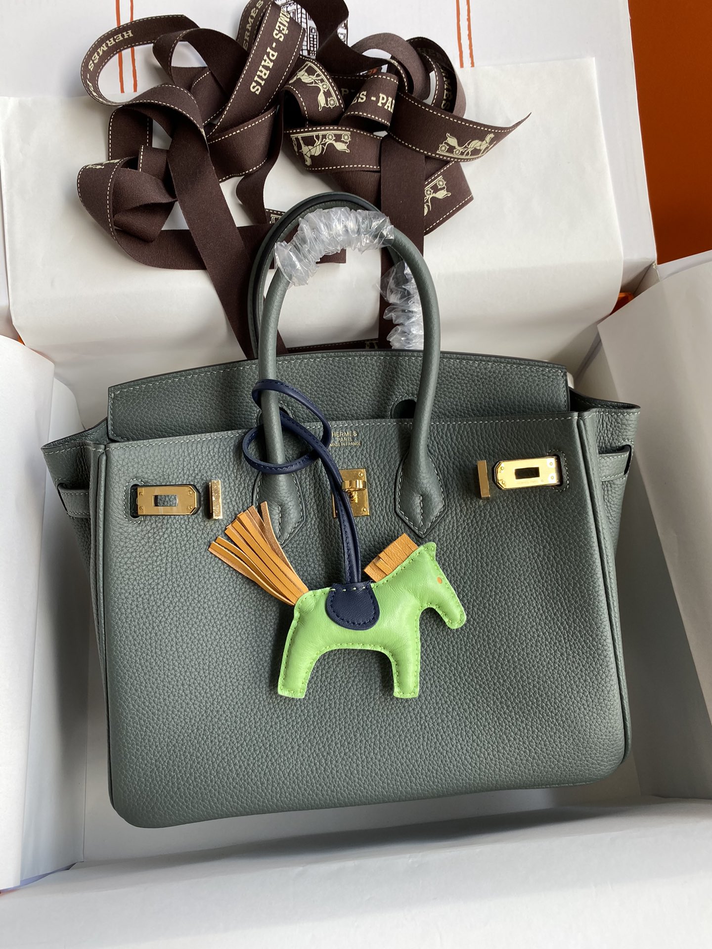 Hermes Birkin 25CM Togo Leather Handbag Vert Rousseau